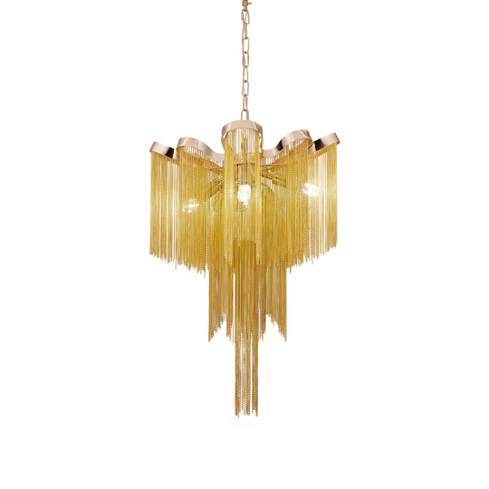 Lampadario Aurora, 4xE14, Diametro 43 cm, Altezza 68 cm, Oro, Metallo Lampadari Moderni Titolo predefinito Alessandro Design