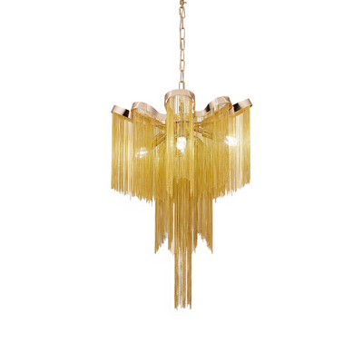 Lampadario Aurora, 4xE14, Diametro 43 cm, Altezza 68 cm, Oro, Metallo