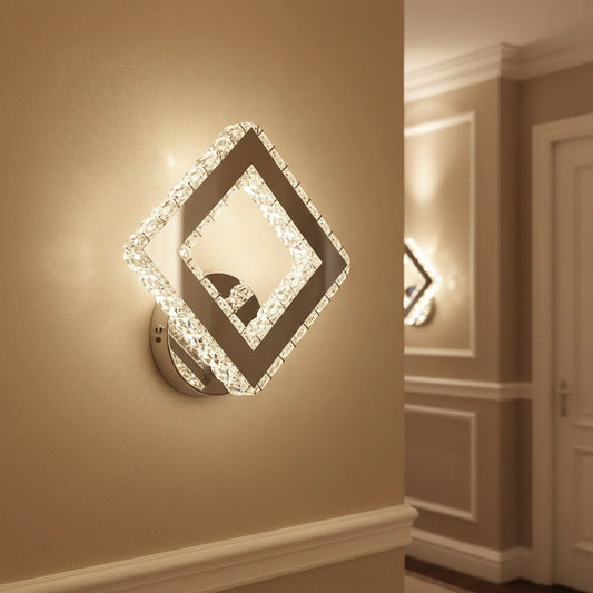 Lampada da parete a LED AP2881 con Cristalli, Quadrata, 23,4W, Luce Fredda/Calda/Neutra, Cromo Lucido Lampade da parete per interni Titolo predefinito Alessandro Design
