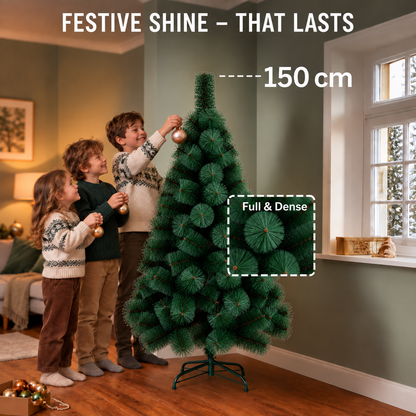 Brad Artificial MONTIA, 150 cm, 130 vârfuri, Suport Metalic, Verde