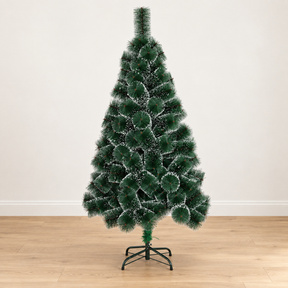 MONTIA Abete Artificiale, 210 cm, 280 Punte, Supporto in Metallo, Aghi Verdi con Punte Bianche