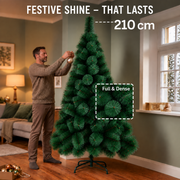 Abete Artificiale MONTIA, 210 cm, 280 punte, Supporto in Metallo, Verde