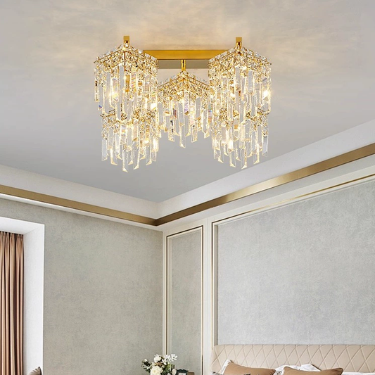 Candelabro Imperia Cristal, 5xE14, 45x45x31,5, Oro, Cristallo, Metallo Candelabro Cristal Titolo predefinito Alessandro Design