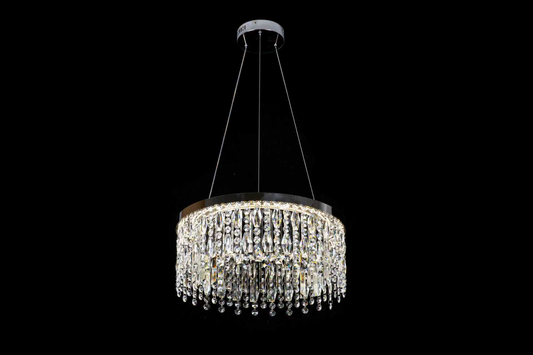 Lampadario LED con Telecomando, 76W, ROYALE Nobile, Diametro 40 cm, Altezza 120 cm, Luce Fredda/Neutra/Calda, Dimmerabile, Argento, Cristallo, Acciaio Lampadario LED con Telecomando Titolo predefinito Alessandro Design