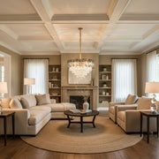 Lampadario Cristallo AURUM Eleganza 9xE14, Diametro 50cm, Altezza 35cm, Oro Lucido, Altezza Regolabile, Design Elegante