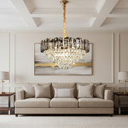 Lampadario Cristallo AURUM Magno 12xE14, Diametro 60cm, Altezza 40cm, Oro Lucido, Altezza Regolabile, Design Elegante