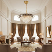 Lampadario Cristallo AURUM Regalis 22xE14, Diametro 80cm, Altezza 55cm, Oro Lucido, Altezza Regolabile, Design Elegante