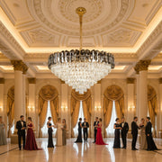 Lampadario Cristallo AURUM Regalis 22xE14, Diametro 80cm, Altezza 55cm, Oro Lucido, Altezza Regolabile, Design Elegante