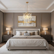 TWEEZE Nobile Lampadario in Cristallo, 6xE14, D40 cm, Oro, Metallo e Cristallo