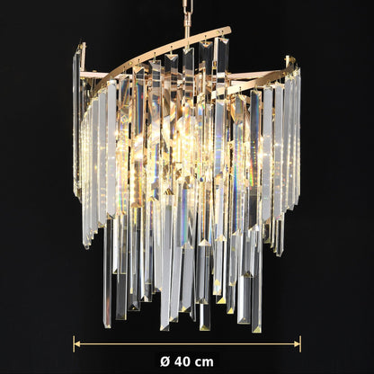 TWEEZE Nobile Lampadario in Cristallo, 6xE14, D40 cm, Oro, Metallo e Cristallo