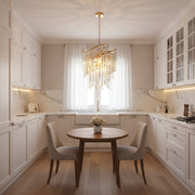 TWEEZE Nobile Lampadario in Cristallo, 6xE14, D40 cm, Oro, Metallo e Cristallo