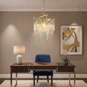 TWEEZE Nobile Lampadario in Cristallo, 6xE14, D40 cm, Oro, Metallo e Cristallo