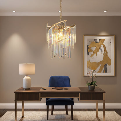 TWEEZE Nobile Lampadario in Cristallo, 6xE14, D40 cm, Oro, Metallo e Cristallo