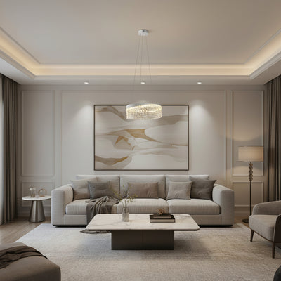 VOLNA Lampadario Magno Cristallo, 124W, D60cm, Luce Calda/Neutra/Fredda, Bianco, Metallo e Cristallo