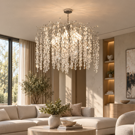 Lampadario di cristallo WILLOW, 5x E14, diametro 50 cm, cromato