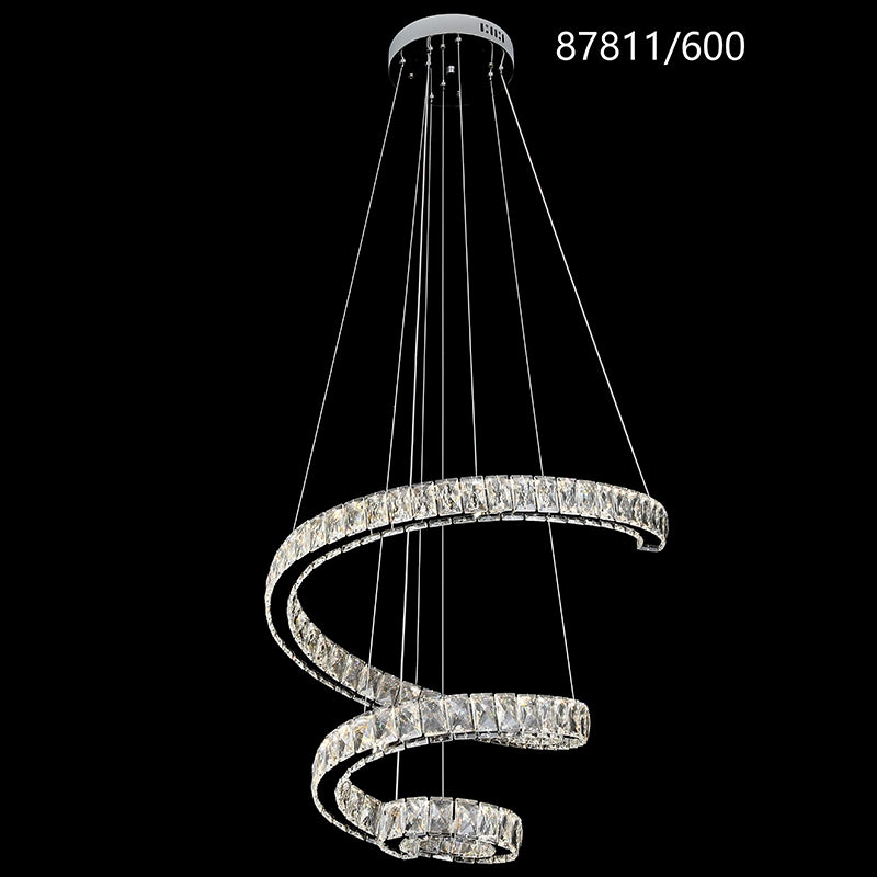 Lampadario LED con Telecomando, TWIST, 108W, Diametro 60 cm, Altezza 120 cm, Luce Fredda/Neutra/Calda, Dimmerabile, Cromo, Cristallo, Acciaio Lampadari LED con Telecomando Titolo predefinito Alessandro Design