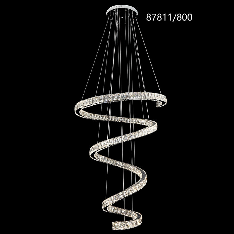 Lampadario LED con Telecomando TWIST, 272W, Diametro 80 cm, Altezza 150 cm, Luce Fredda/Neutra/Calda, Dimmerabile, Cromo, Cristallo, Acciaio Lampadari LED con Telecomando Titolo predefinito Alessandro Design