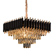 Candelabro di cristallo VERSAILLES Nobile 5xE14, Diametro 38 cm, Altezza 35 cm Regolabile, Oro, Nero, Metallo, Cristallo Candelabro di cristallo Titolo predefinito Alessandro Design
