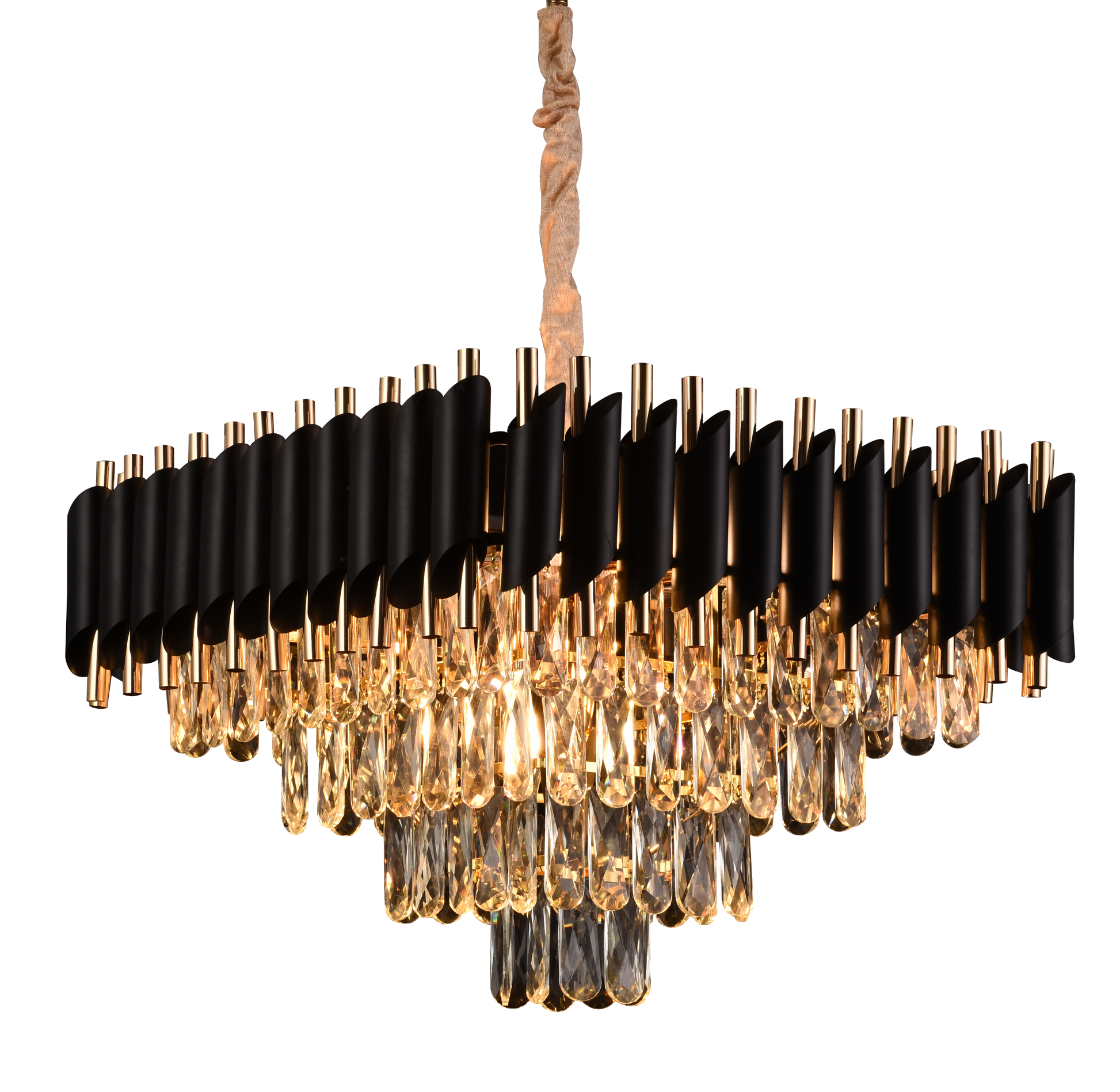 Candelabro di cristallo VERSAILLES Nobile 5xE14, Diametro 38 cm, Altezza 35 cm Regolabile, Oro, Nero, Metallo, Cristallo Candelabro di cristallo Titolo predefinito Alessandro Design