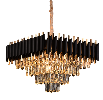 Candelabro di cristallo VERSAILLES Nobile 5xE14, Diametro 38 cm, Altezza 35 cm Regolabile, Oro, Nero, Metallo, Cristallo Candelabro di cristallo Titolo predefinito Alessandro Design
