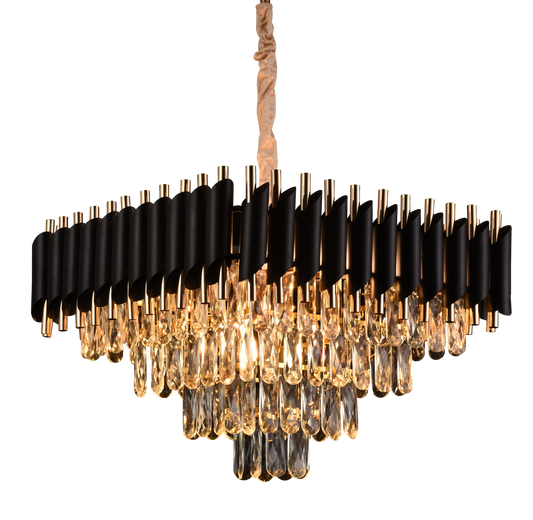 Candelabro di cristallo VERSAILLES Nobile 5xE14, Diametro 38 cm, Altezza 35 cm Regolabile, Oro, Nero, Metallo, Cristallo Candelabro di cristallo Titolo predefinito Alessandro Design