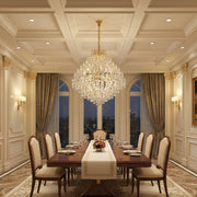 KONIG Supremo Lampadario in cristallo, 24xE14, D100 cm, Oro, Altezza regolabile, Metallo e cristallo
