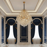 KONIG Supremo Lampadario in cristallo, 24xE14, D100 cm, Oro, Altezza regolabile, Metallo e cristallo