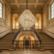 KONIG Grande Lampadario in cristallo, 32xE14, D120 cm, Oro, Altezza regolabile, Metallo e cristallo
