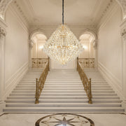 KONIG Grande Supremo Lampadario in cristallo, 54xE14, D150 cm, Oro, Altezza regolabile, Metallo e cristallo
