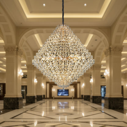 KONIG Grande Supremo Lampadario in cristallo, 54xE14, D150 cm, Oro, Altezza regolabile, Metallo e cristallo