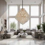 KONIG Regalis Lampadario in cristallo, 15xE14, D80 cm, Oro, Altezza regolabile, Metallo e cristallo