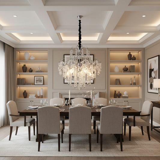 Lampadario di cristallo PUBU Elegance, 5x E14, diametro 50 cm, cromato