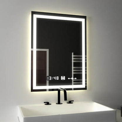 Specchio rettangolare a LED, 45x60 cm, Verite MotionGlow Marcello, sistema antiappannamento, orologio e termometro, Specchi Marcello dimmerabili Titolo predefinito Alessandro Design