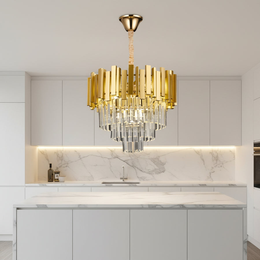 Lampadario BLOIS Nobile, diametro 40 cm, 5x E14 oro, altezza regolabile