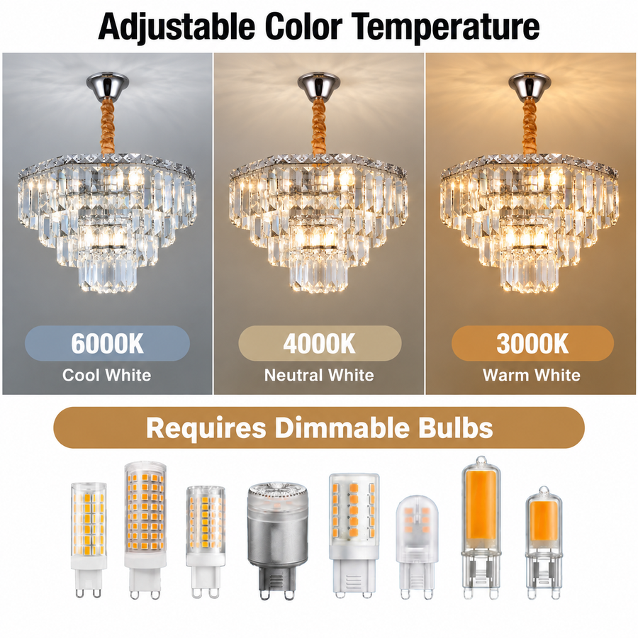 Candelabru Cristal ADAMA Nobile, 5x E14, Diametru 40cm, Crom Lucios, Inaltime Reglabila