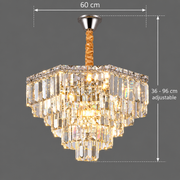 Candelabru Cristal ADAMA Magno, 10x E14, Diametru 60cm, Crom Lucios, Inaltime Reglabila