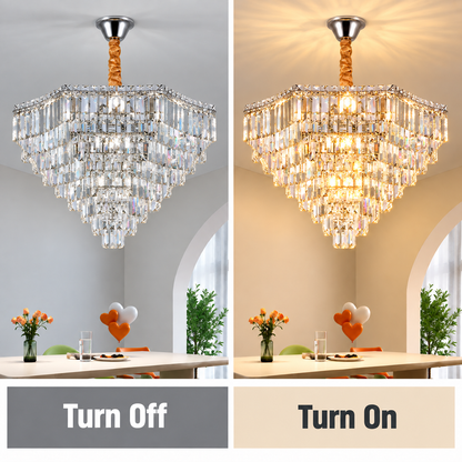 Candelabru Cristal ADAMA Regalis, 14x E14, Diametru 80cm, Crom Lucios, Inaltime Reglabila