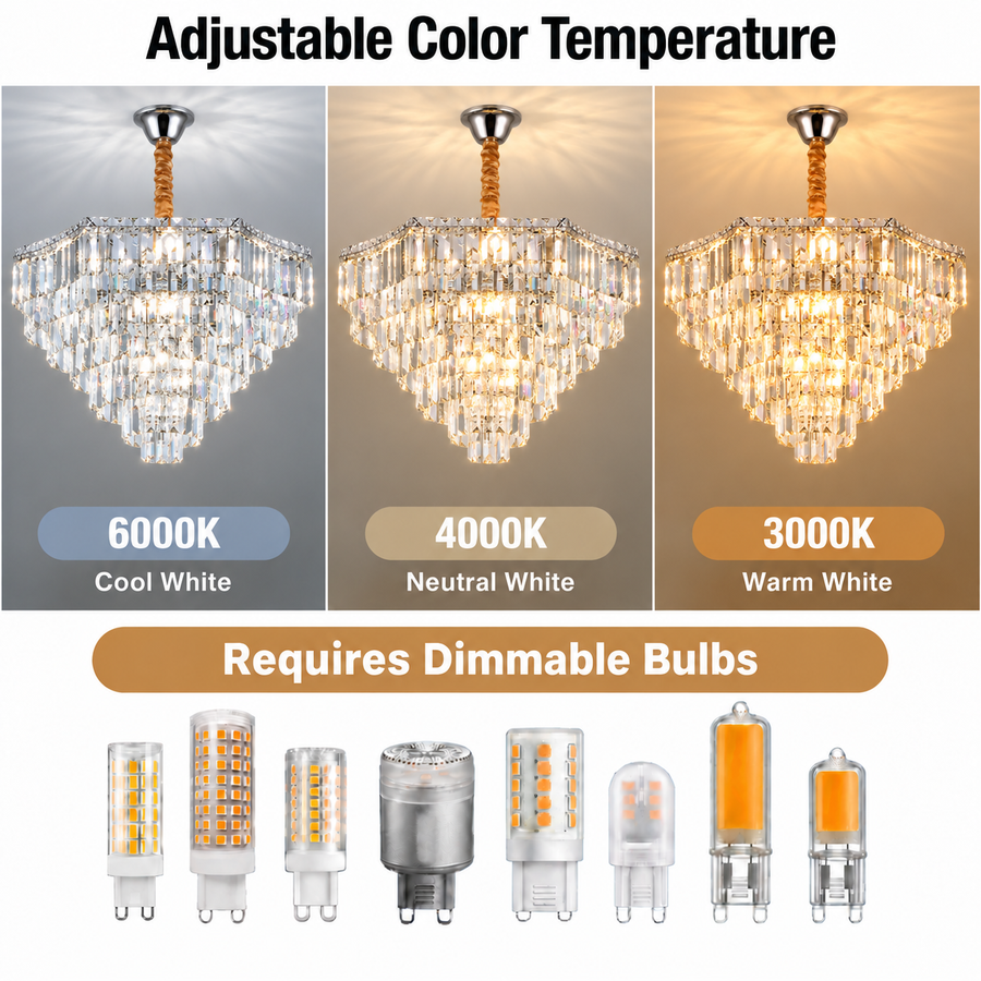 Candelabru Cristal ADAMA Regalis, 14x E14, Diametru 80cm, Crom Lucios, Inaltime Reglabila