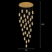 AROHA Lampadario LED in Cristallo con Telecomando, Sospensione, 30 Sorgenti, 90W, Luce Calda/Neutra/Fredda, Diametro 60cm, Altezza Regolabile, Oro, Metallo e Cristallo