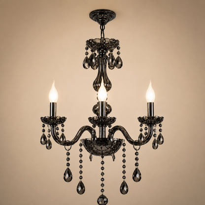 Lampadario Cristallo AUGUST Eleganza, 3xE14, Diametro 48cm, Argento, Altezza Regolabile