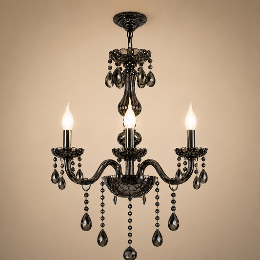 Lampadario Cristallo AUGUST Eleganza, 3xE14, Diametro 48cm, Argento, Altezza Regolabile