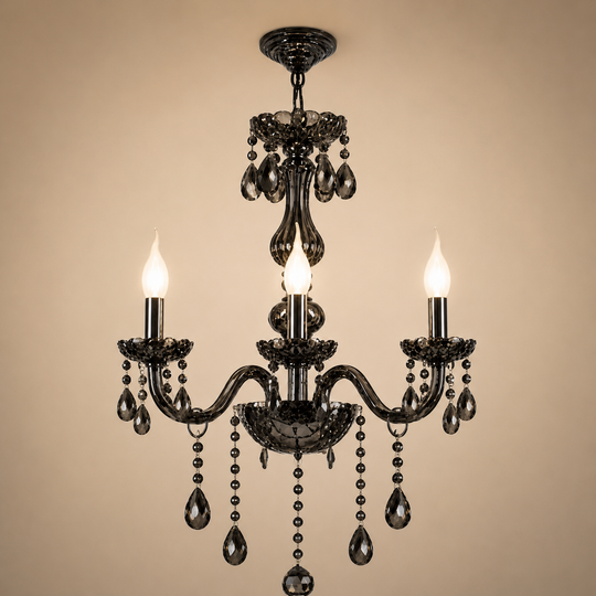 Lampadario Cristallo AUGUST Eleganza, 3xE14, Diametro 48cm, Argento, Altezza Regolabile