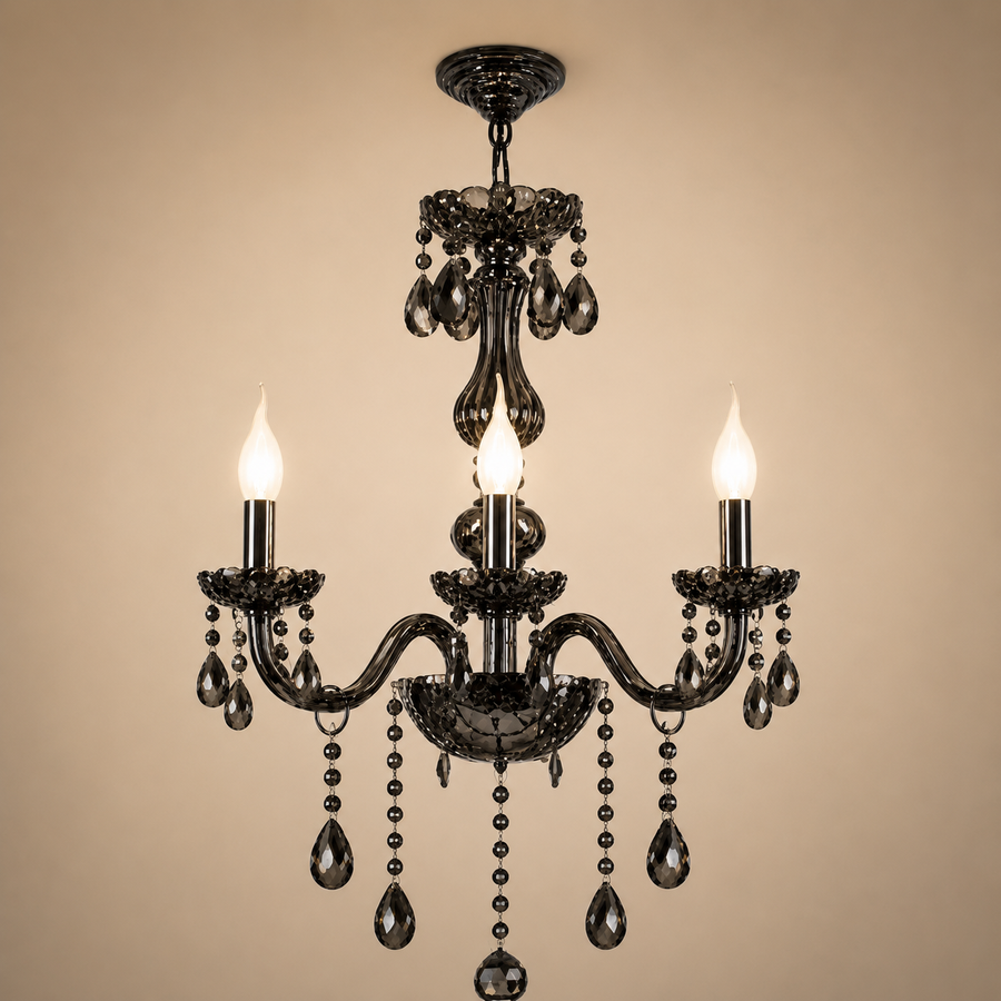 Lampadario Cristallo AUGUST Eleganza, 3xE14, Diametro 48cm, Argento, Altezza Regolabile