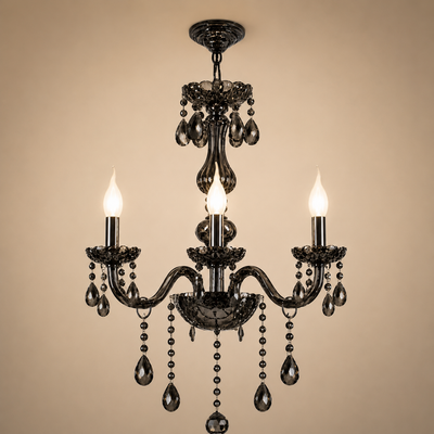 Lampadario Cristallo AUGUST Eleganza, 3xE14, Diametro 48cm, Argento, Altezza Regolabile