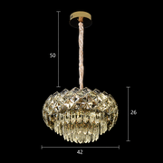 BANO Nobile Lampadario in cristallo, 24W, 4xE14, altezza regolabile, metallo e cristallo, oro