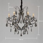 BARO Regalis Lampadario di cristallo, Φ80 cm, 8xE14, altezza regolabile, metallo e cristallo, nero