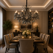 Lampadario di cristallo BARO Supremo, Φ92 cm, 10xE14, altezza regolabile, metallo e cristallo, nero