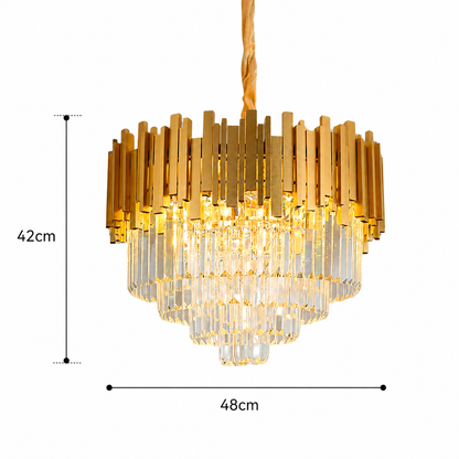 Lampadario in cristallo BLOIS Elegance, diametro 50 cm, 8x E14, oro lucido, altezza regolabile