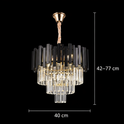 Candelabru Cristal BLOIS Nobile 5xE14, Diametru 40cm, Negru, Inaltime Reglabila