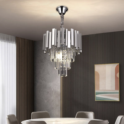 Lampadario in cristallo BLOIS Petito 3xE14, diametro 30 cm, argento, altezza regolabile